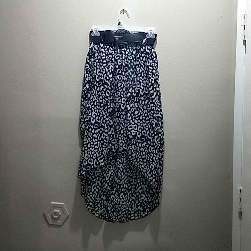 No Boundaries, black and white leopard print skirt